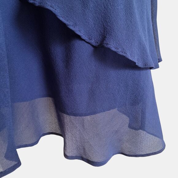 Eileen Fisher S Asym Blue Sheer 100% Silk Tunic Blouse Flowy Sleeveless - Picture 7 of 7